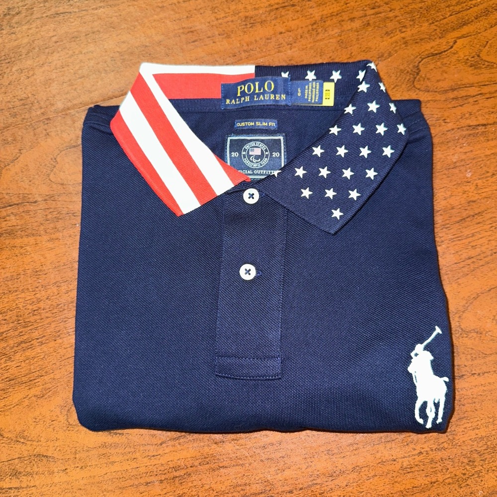 Polo Ralph Lauren 2020 US Paralympic Team Polo Navy Blue Men's Large L - Picture 3 of 10
